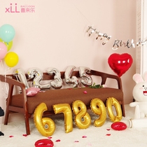 Wedding Wedding room decoration supplies Anniversary shop celebration Children birthday Adult party decoration gold and silver digital aluminum film balloon