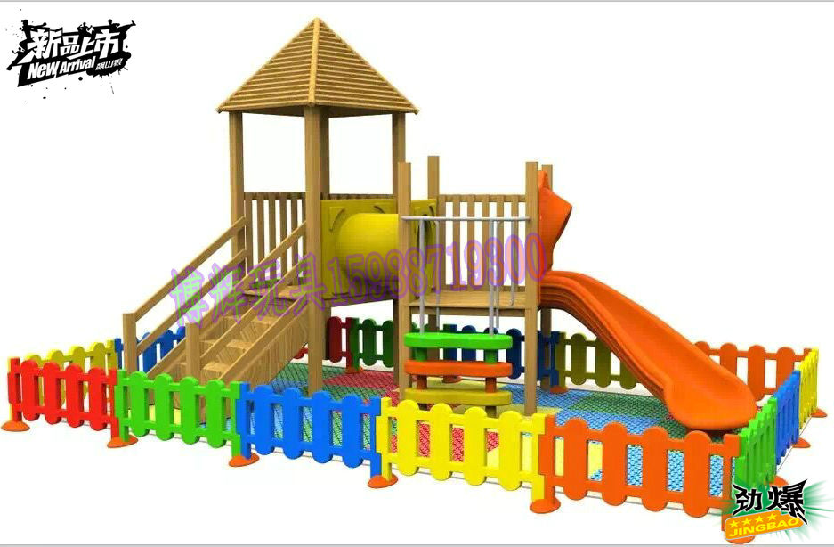 Promotion kindergarten children indoor combination slide amusement facilities small doctor wooden slide KFC slide