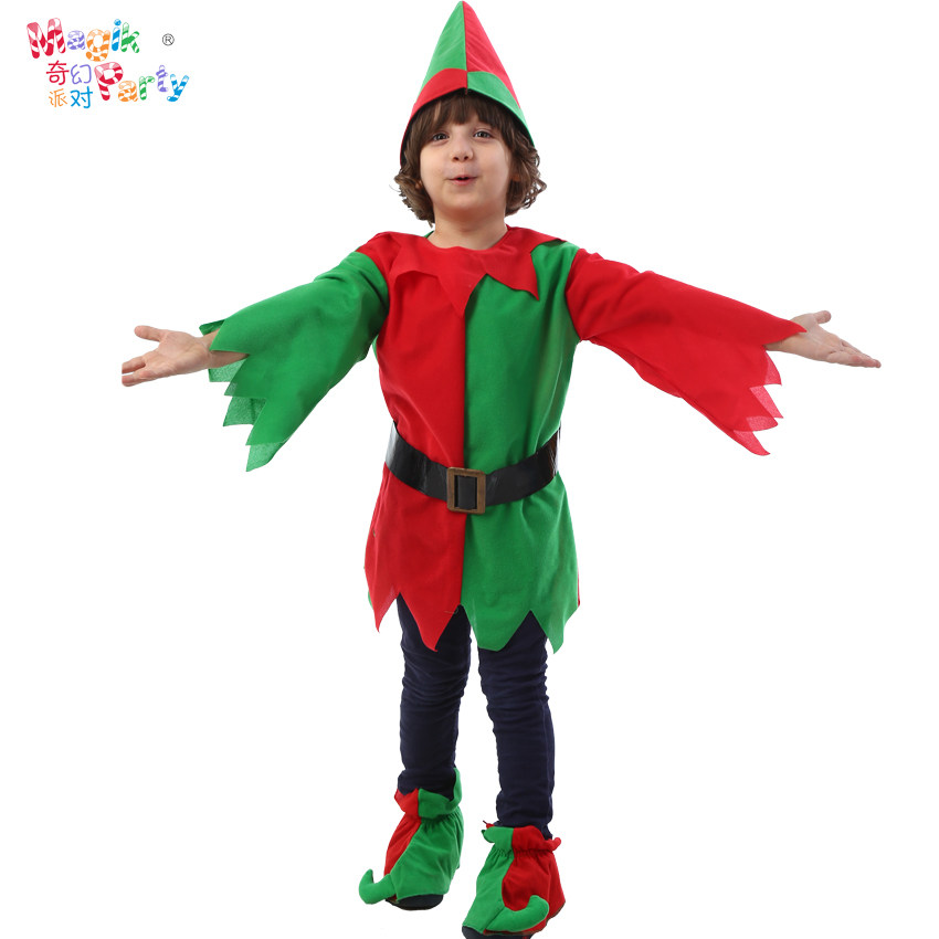 Christmas children's performance costume masquerade kindergarten stage show boys and girls old people red and green elves