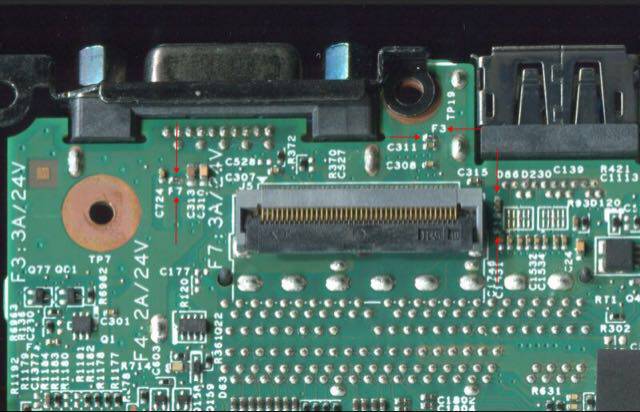 Motherboard patch fuse insurance resistance F3 F7:3A 24V ultra small volume of Thinkpad t420s