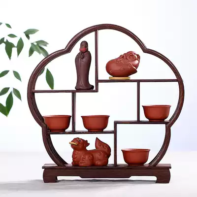 Haolinxuan chicken wing wood Bogu frame Plum blossom-shaped mahogany multi-treasure frame multi-treasure grid home decoration