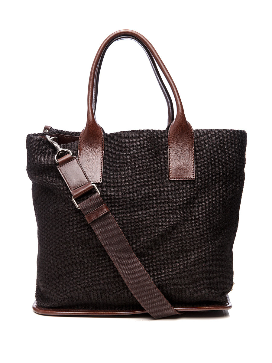 Dolce&Gabbana 深咖色编织料拼皮手提包