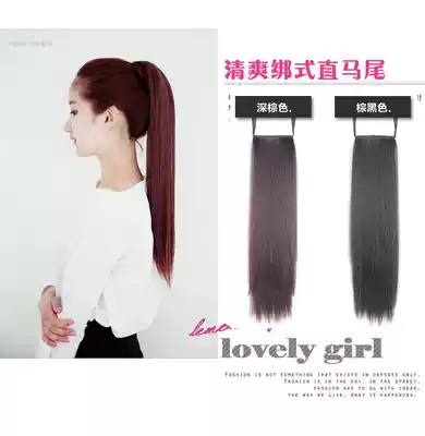 Realistic women's long straight hair ponytail simulation human hair wig film strap braids super long and short pear flower large roll