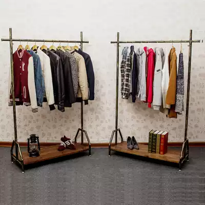 American country vintage iron display shelves antique old old industrial wind floor clothing shelves
