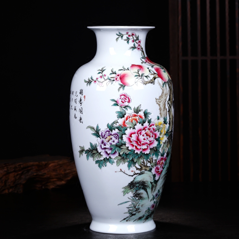 Jingdezhen ceramics vase hand - made pine crane, flower arranging new Chinese style living room decoration crafts porch place