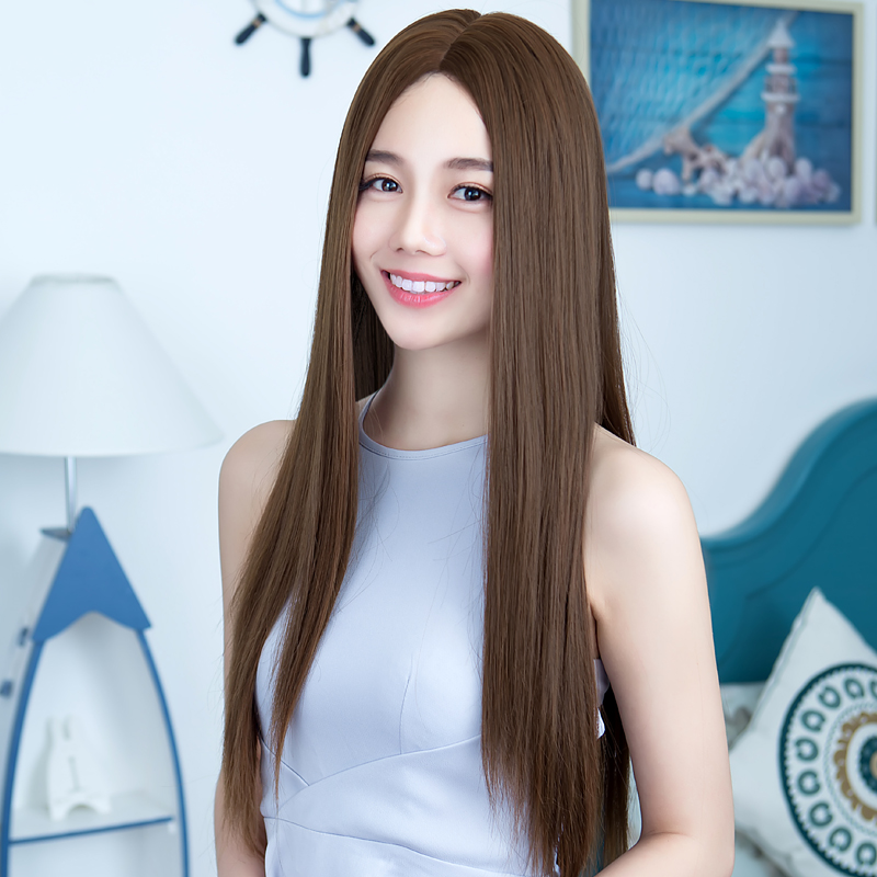 佰美坊假发女长韩国空气齐刘海梨花头中分长发逼真大头皮长直发