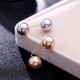 Phiên bản tiếng Hàn của từ trâm ngọc trai pin thời trang hoang dã pin pin hai đầu ngọc trai cong kim chống ánh sáng cổ áo cai ao Trâm cài