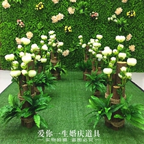 Wedding Celebration Son Ensemble Props New Wedding Celebration Sensual Road Leading Wedding Hemp Rope Wooden Pile Bundled Road Leading Stage Decoration