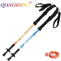 Cực mạnh mới trekking cực Carbon Kính ngoài trời siêu nhẹ 3 phần cực mía chống trượt hấp thụ sốc trọng lượng 100kg gậy đi bộ gấp gọn có đèn