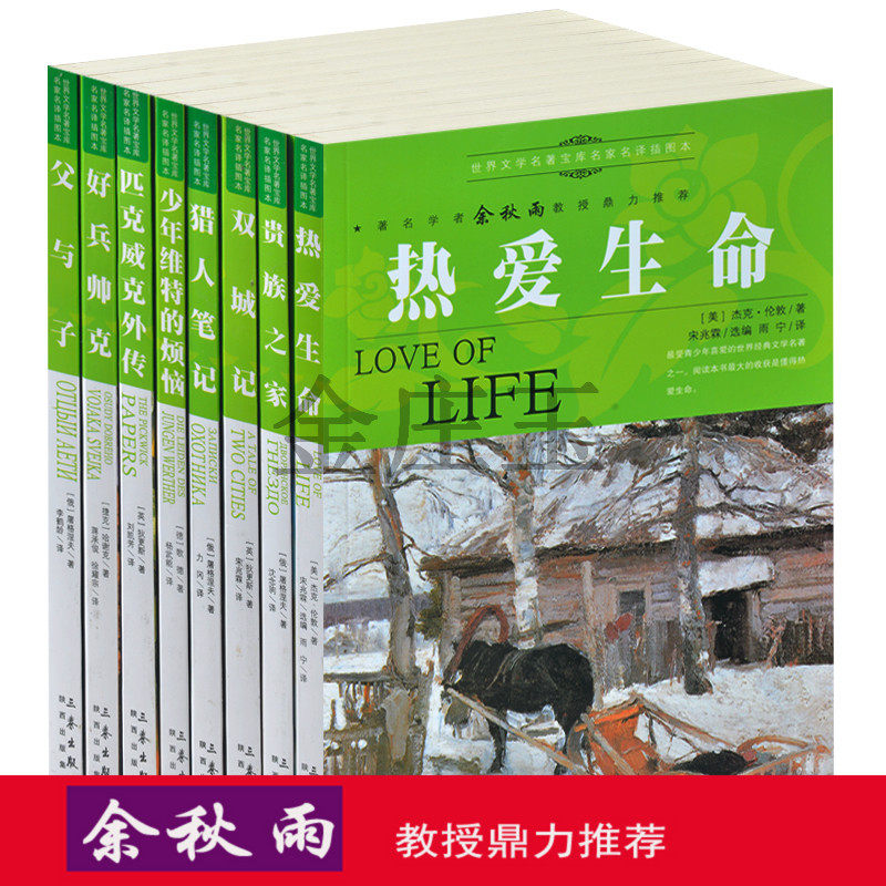 8册余秋雨推荐世界文学名著父与子 好兵帅克 少年维特的烦恼 匹克威克外传 猎人笔记 双城记 贵族之家 热爱生命 中小学生名著3-9书