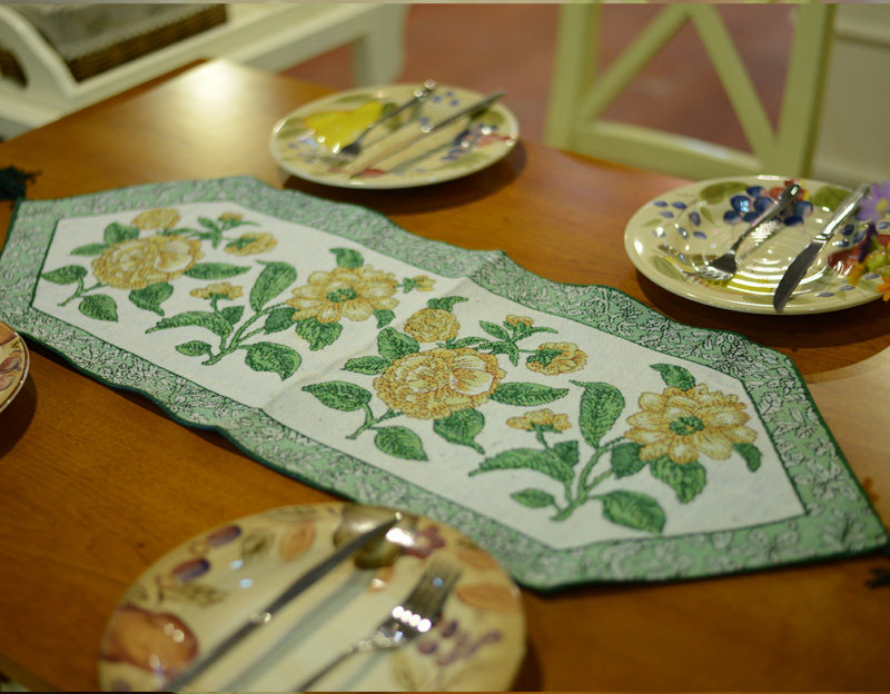 American country European retro Mediterranean ins style placemat table runner tablecloth tea mat 33*90cm hibiscus special offer