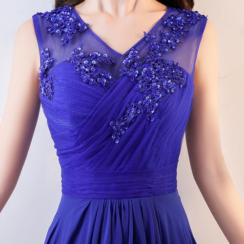 Evening dress prom gown Evening dress women long banquet slim elegant host royal blue dress