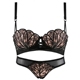 Mật ong Kiss Openwork Sexy Ren thêu Nửa Cup Tập hợp đồ lót Upper Bra Set Vòng thép có thể điều chỉnh quần chip ren Bộ đồ lót