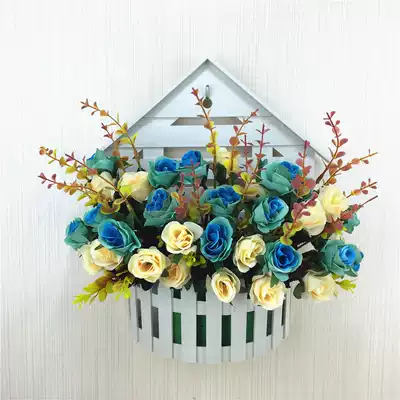 Fake flower arrangement simulation living room wall flower basket set Home accessories wall decoration plastic flower ornaments