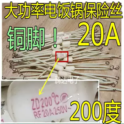 20A200 degree super power rice cooker rice cooker fuse 18cm long fuse copper foot