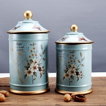 American country pastoral ceramic canned jewelry Living room study Dried fruit tea storage tank Entrance TV cabinet ornaments