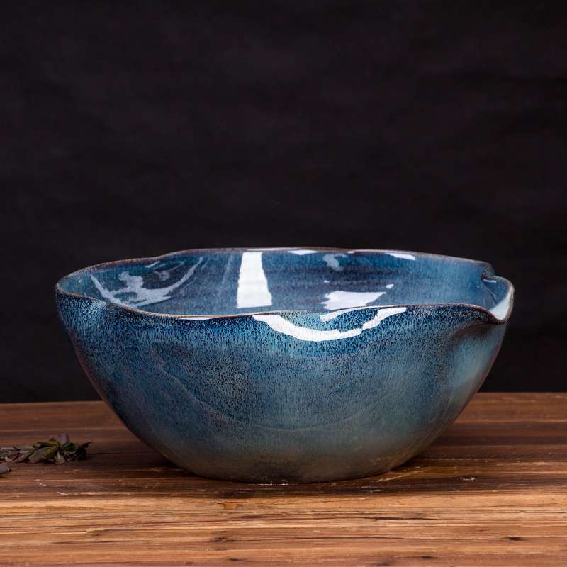Jingdezhen creative kiln becomes ceramic fish tank turtle tank water lily bowl lotus basin special-shaped desktop goldfish tank blue light tank
