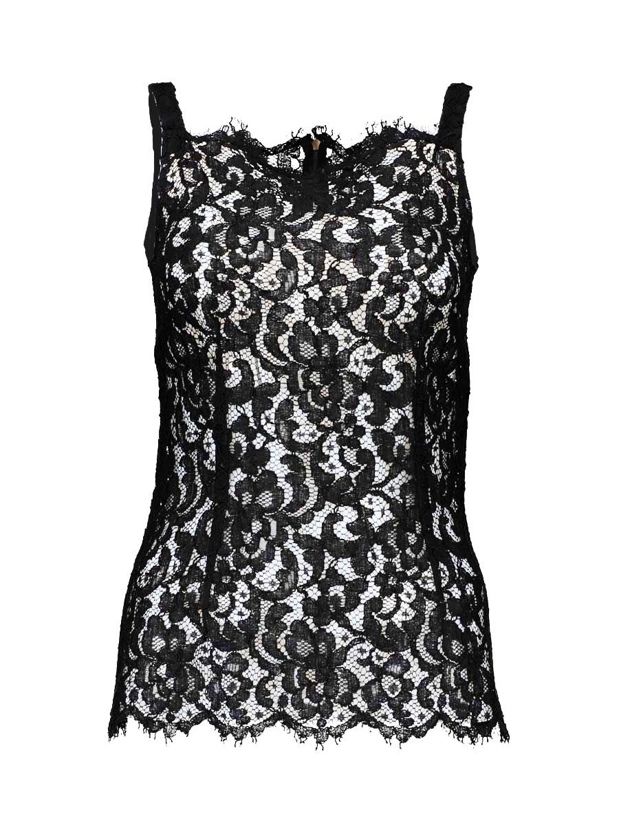 Dolce&Gabbana 黑色蕾丝钩花吊带上衣