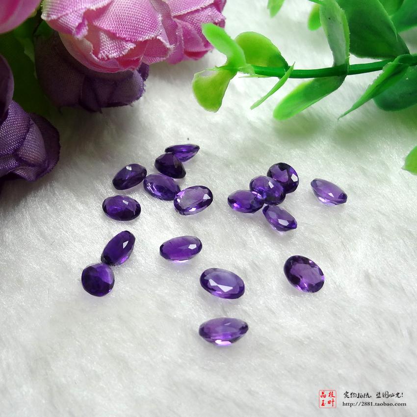 Natural Amethyst Amethyst Dan-shaped egg-shaped 5*7mm bare stone gemstone pointed bottom facet ring face DIY