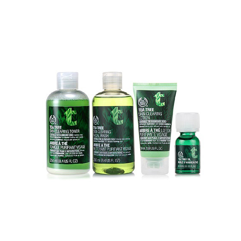 The body shop/美体小铺茶树控油化妆品套装 洁面/水/乳/精油