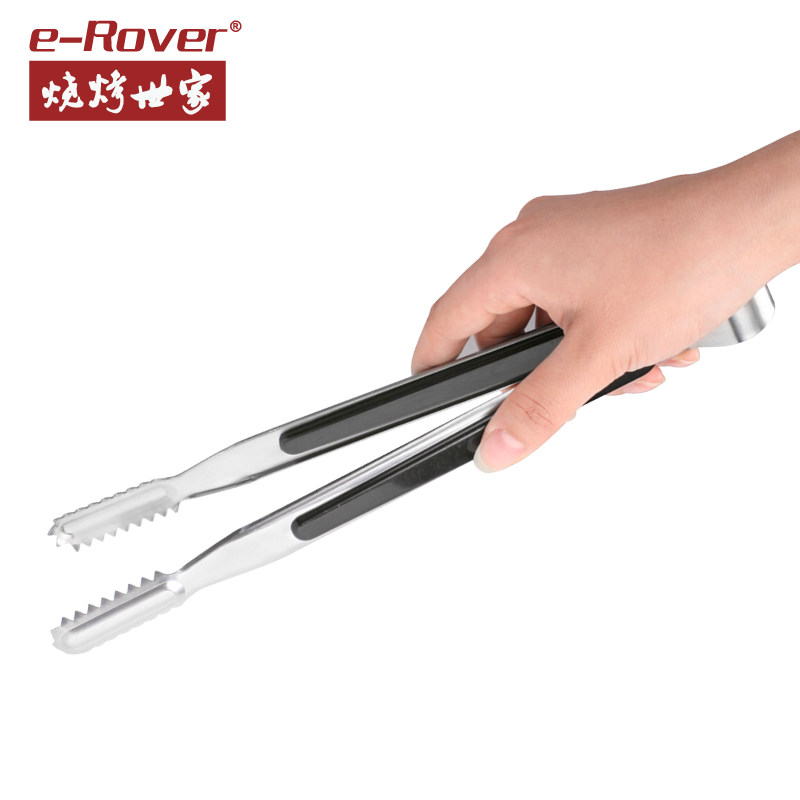 BBQ World Stainless Steel Food Clamp Cutting Resin Handle Anti-hot Outdoor Camping Tool