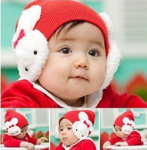 Korean version of baby baby hat autumn winter hat new child hair line cap small rabbit hat kid protective ear cap