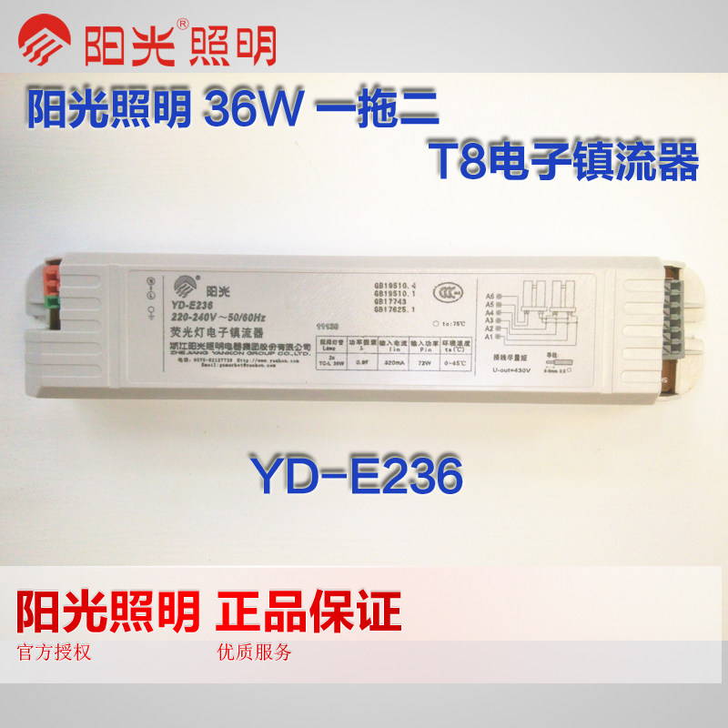 Sunlight lighting YD-E236 T8 sunlight fluorescent lamp electronic ballast 36W40 watts one drag two plastic town iron whole