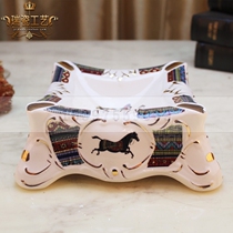 European ashtray ceramic love horse map ashtray ktv table supplies full set of decorative utensils desktop large ashtray