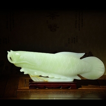 Natural Jade Arowana Living Room Entrance TV Cabinet Decoration Ornament Large Desk Lucky Opening Gifts