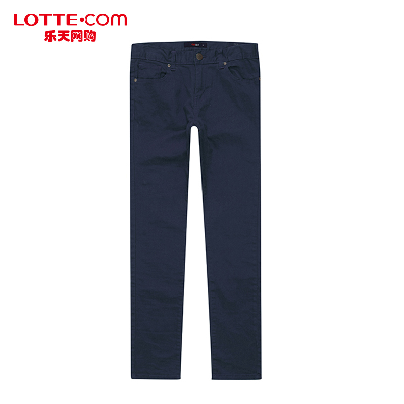 乐天网购Chase cult韩国正品纯棉藏青色修身显瘦百搭长裤男女同款