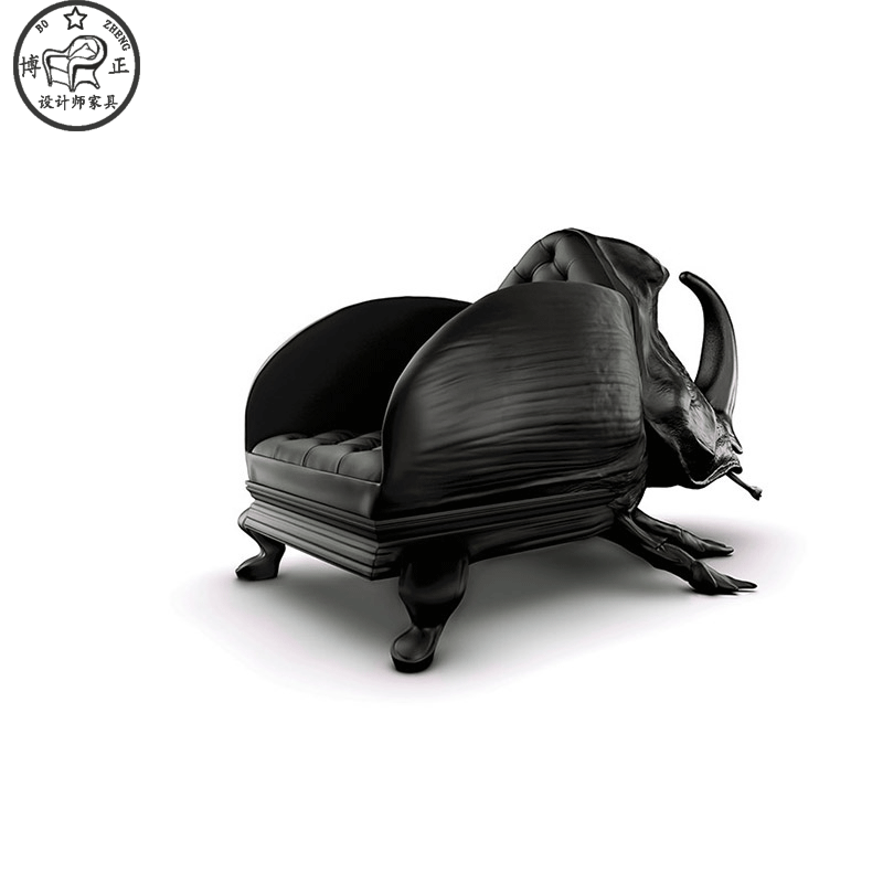 Maximo Riera Designer Creative Beetle Leather Seat Shaped Fiberglass Beetle Sofa