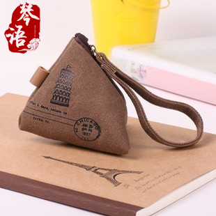 Korean version of creative and cute mini glutinous rice shape small canvas storage coin purse guzheng nail tape bag