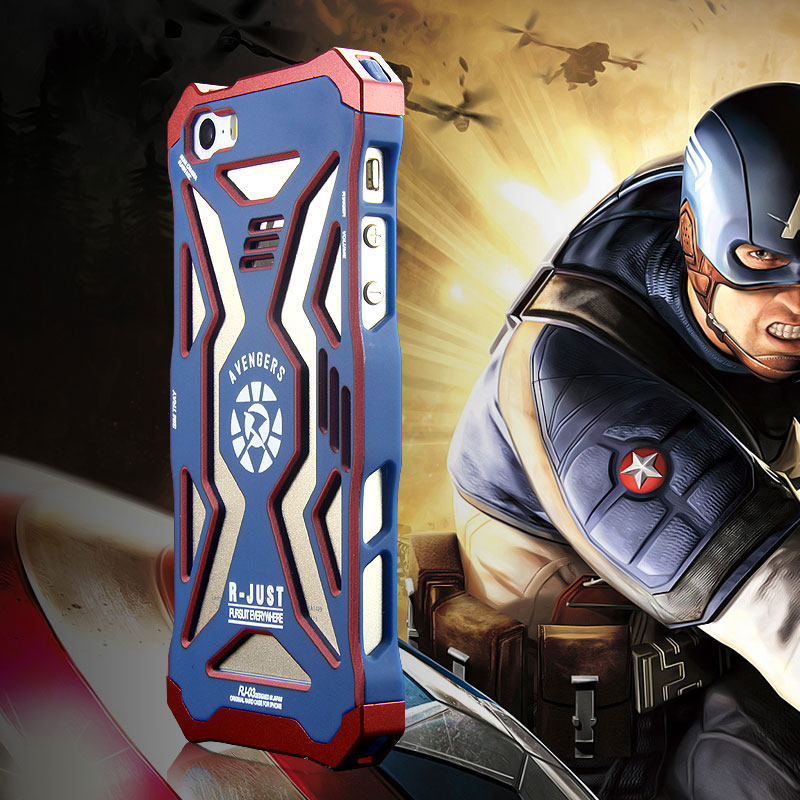 R-Just Avengers Superhero Aluminum Metal Case Cover with Shockproof Hard PC for Apple iPhone SE/5S/5