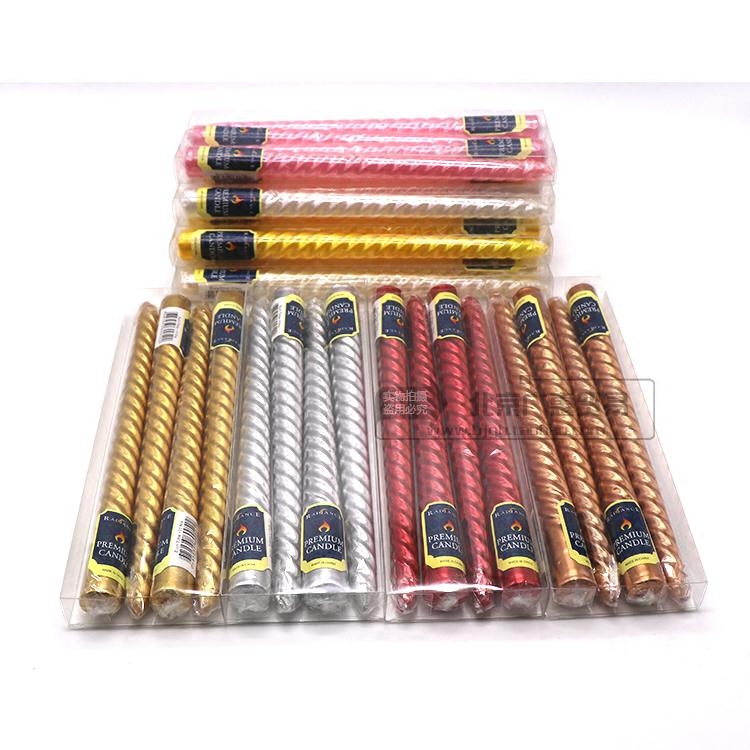 10 inch European Candlestick long candle Romantic wedding with candlestick long rod spiral straight rod candle Gold and silver red candle