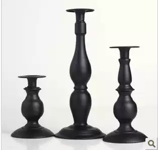 European classical white single-headed Court iron candlestick wedding Western food iron candle holder decoration