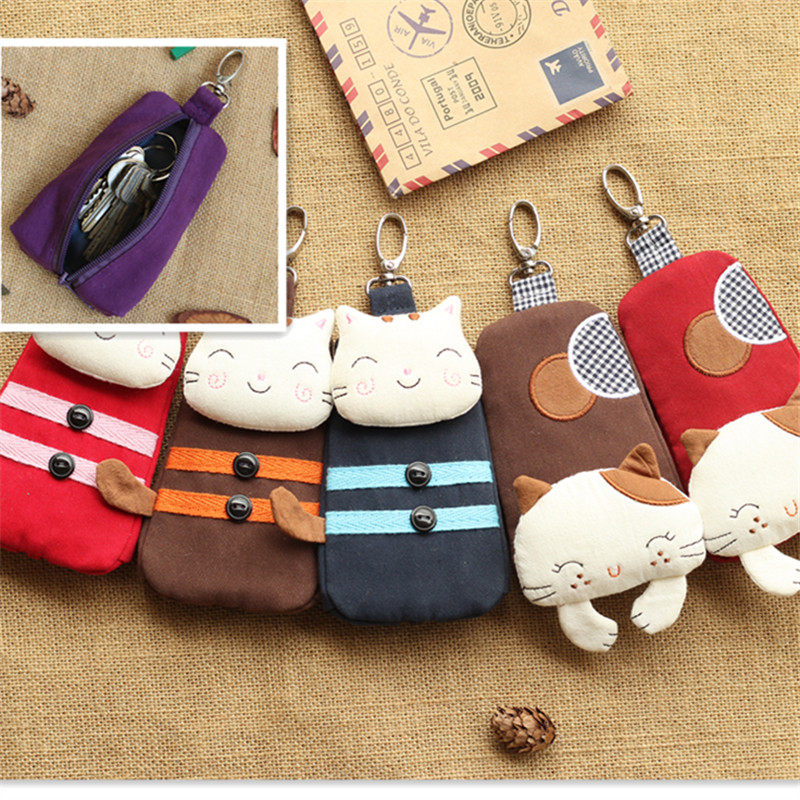 Cute Kitty Japan Girl Cute Mini Cloth Art Card Bag Coins Zero Money Key Bag Car Lock Spoon Bag Small