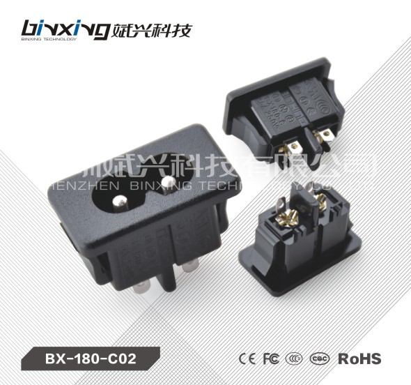 AC eight-character power socket C8 DB-14-T-6A-S Binxing BX-180-C02 with buckle wiring 28X16