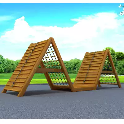 Imported wooden crawl net climbing frame combination kindergarten upper knife mountain climbing frame children's wooden physical climbing wall