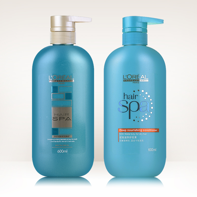 欧莱雅洗发水套装 丝泉净化洗发水600ml+密集滋养护发素600ml