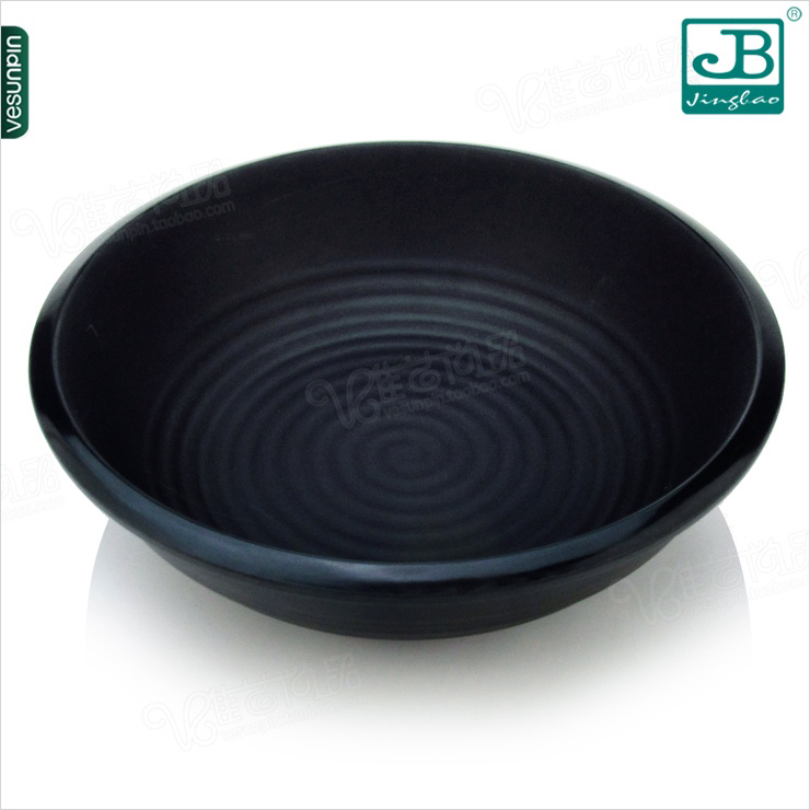 Carabao Day Type Melamine Cutlery Hotel Hemp Spicy Pan Large Bowl Black Imitation Porcelain Pan 15 Inch Large Basin Deep C185