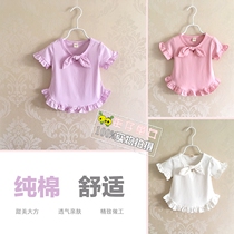 0 1 year old female baby short sleeve T-shirt foreign air female baby white half sleeve blouse infant pure cotton 3 female treasure summer dress