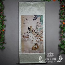 收藏字画国画山水画中堂画织绣画居家客厅装饰画仿古刺绣八仙过海