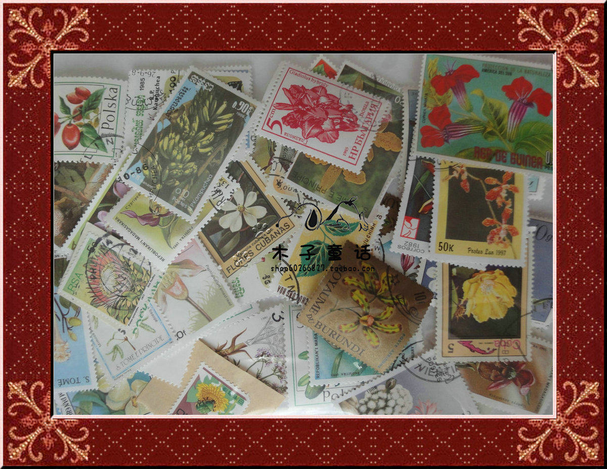 {WOOD FAIRY TALES} Foreign plant floral class Topic stamps 100 different letters of sale Ticket Gay pin ticket