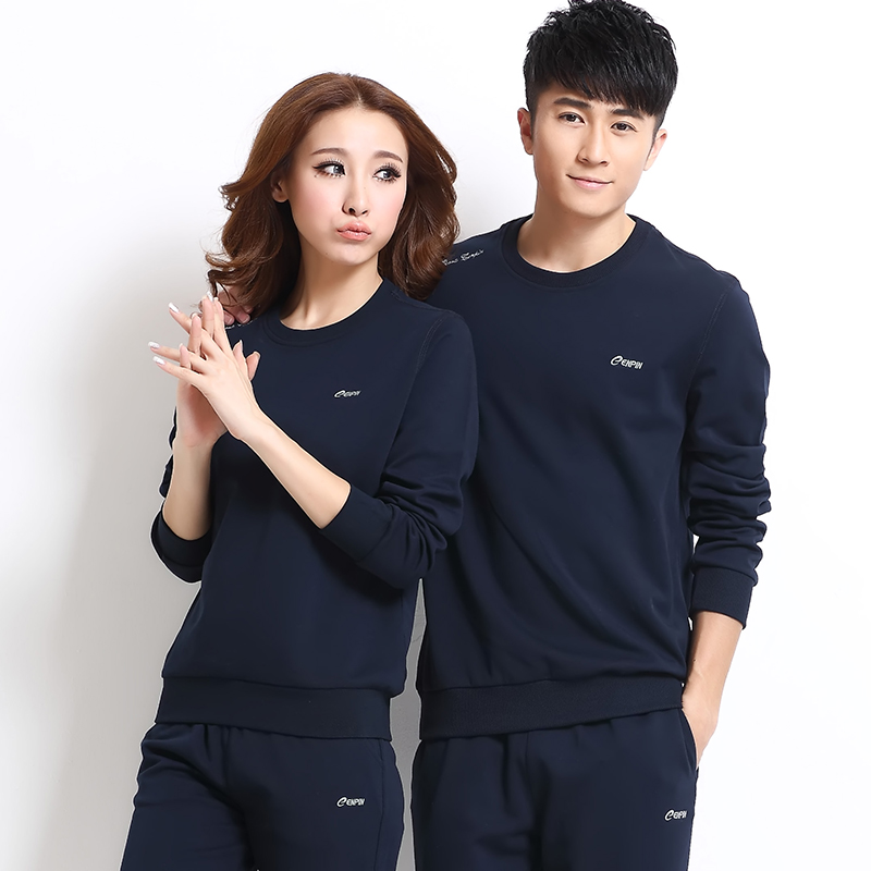 Spring and Autumn Men's Pullover Round Neck Sports Suit Men's and Women's Casual Sweater Suit Couple Sportswear Large Size Group Service