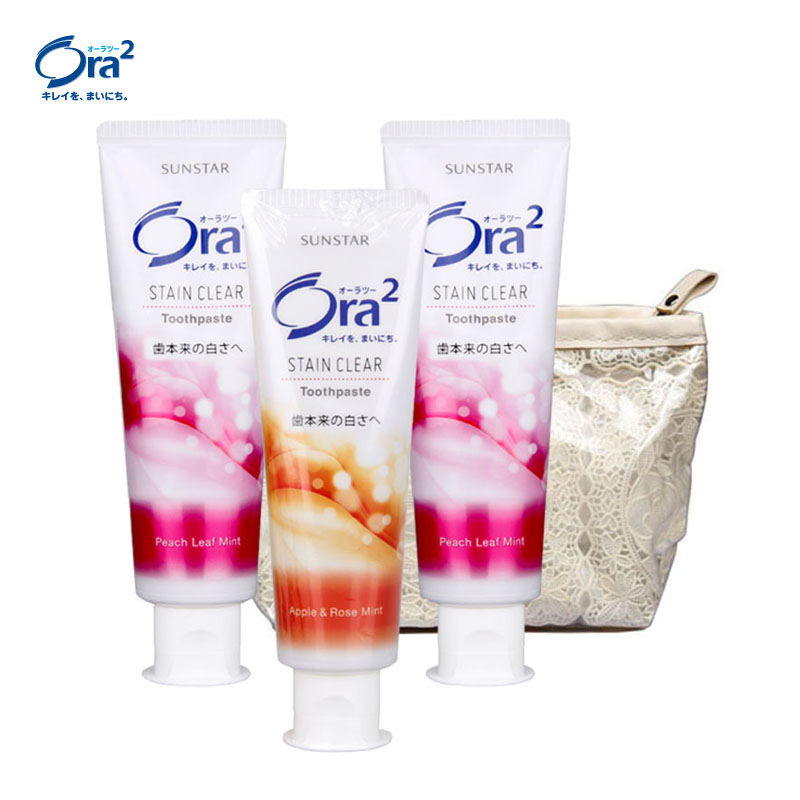 ora2日本皓乐齿亮白净色牙膏鲜桃薄荷玫瑰果香去渍除口气去异味