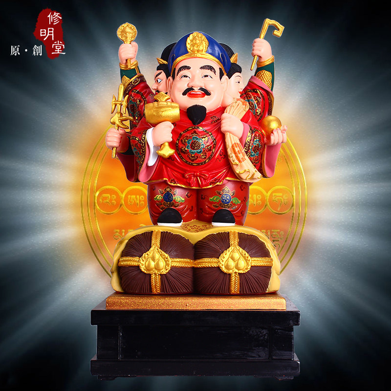 修明堂 开光灵验密宗财神 大黑天三面财神 唐密旺运大黑天财神