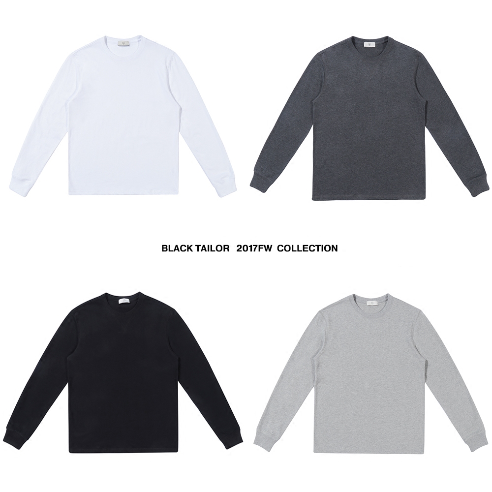 欧美复古纯色简约百搭长袖T恤kanye侃爷纯棉长袖男圆领打底衫T恤