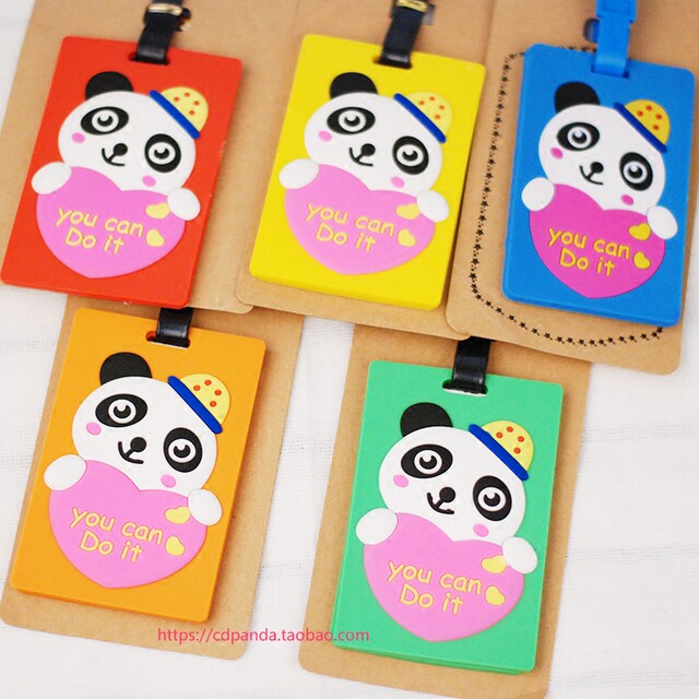 Panda luggage information tag Chengdu Panda Base ຂອງທີ່ລະນຶກ tag luggage ທີ່ຖືກະເປົາຫົວໃຈສີແດງ tag ຂອງຂວັນຂະຫນາດນ້ອຍ