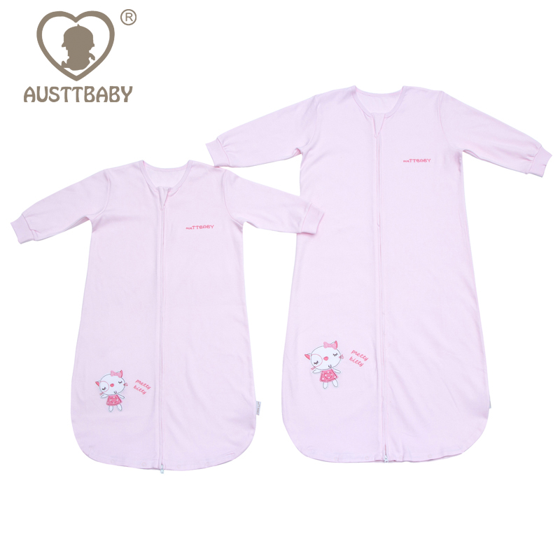 AUSTTBABY 新生婴儿长袖单睡袋 宝宝睡袋春秋薄款