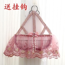 Single-layer hanging basket storage basket bathroom wall-mounted rattan storage debris storage remote control hanging basket basket basket fabric art